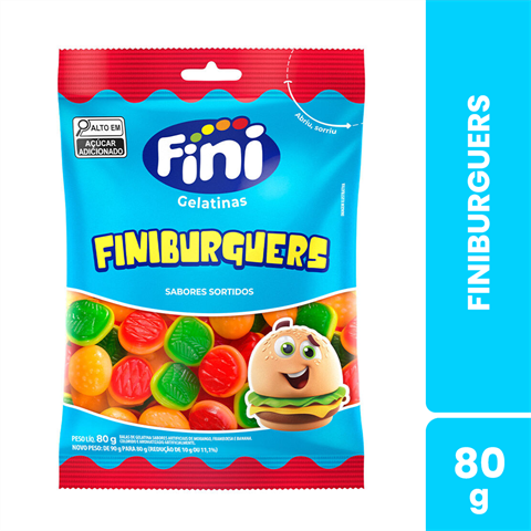 Bala De Gelatina Fini Finiburguers Com 12 Unidades De 80g