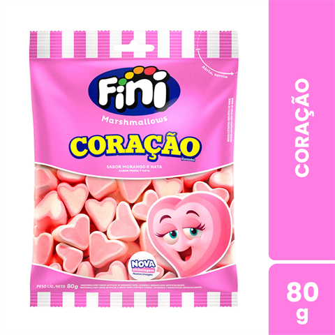 Marshmallows Fini Coração Com 12 Unidades De 80g