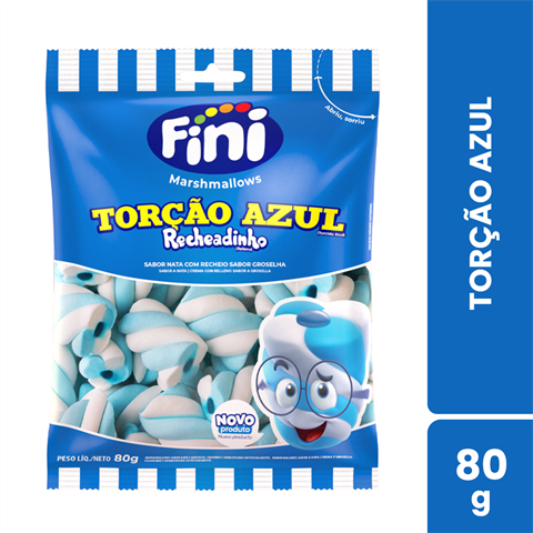 Marshmallows Fini Torção Azul Recheadinho Com 12 Unidades De 80g