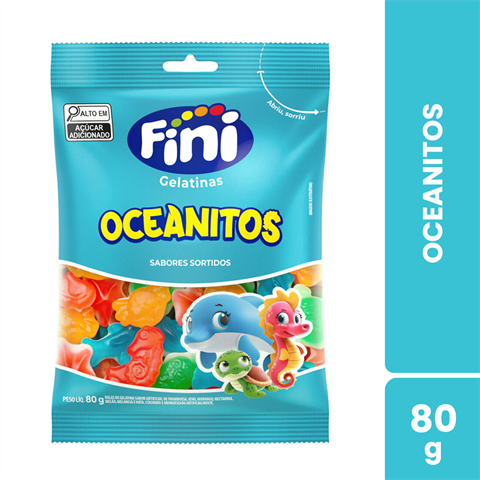 Bala De Gelatina Fini Oceanitos Com 12 Unidades De 80g