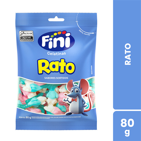 Bala De Gelatina Fini Rato Com 12 Unidades De 80g