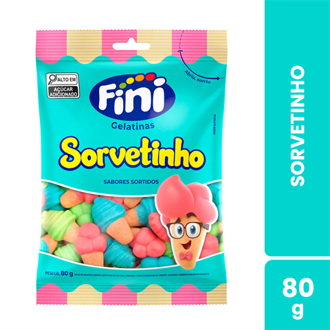 Bala De Gelatina Fini Sorvetinho Com 12 Unidades De 80g