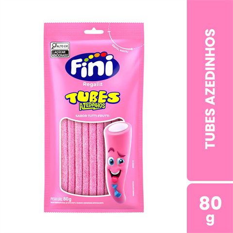 Bala Fini Tubes Sabor Tutti-Frutti Com 12 Unidades De 80g