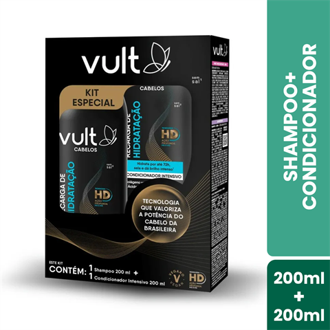 Kit Vult Cabelos Recarga De Hidratação Shampoo 200ml + Condicionador Intensivo 200ml