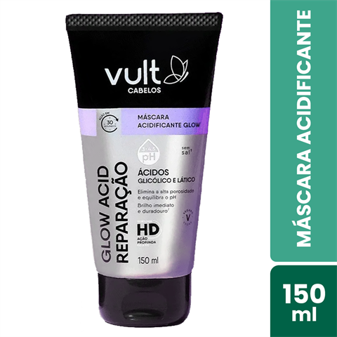 Máscara Acidificante Vult Cabelos Glow Acid Reparação Com 150ml