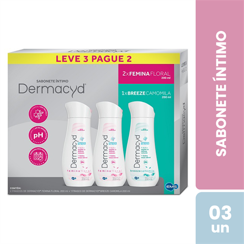 Kit Sabonete Íntimo Dermacyd Breeze Camomila 200ml + 2 Unidades Femina Floral 200ml