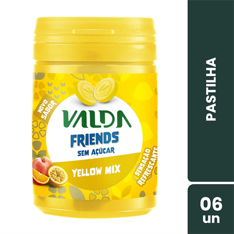 Pastilhas Valda Friends Sabor Yellow Mix Sem Açucar Com 6 Potes De 50g