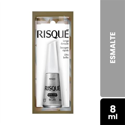 Esmalte Risqué Metálico Prata Na Lata Blister Com 8ml