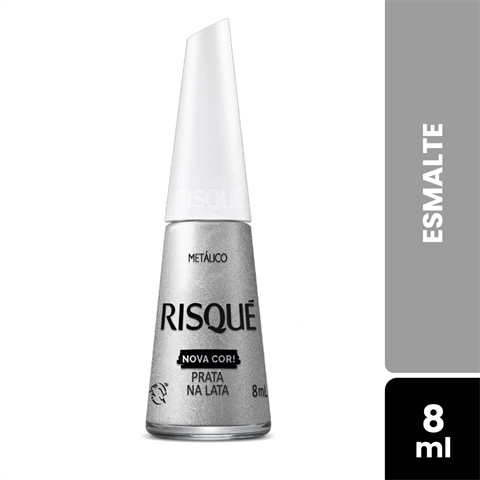 Esmalte Risqué Metálico Prata Na Lata Blister Com 8ml