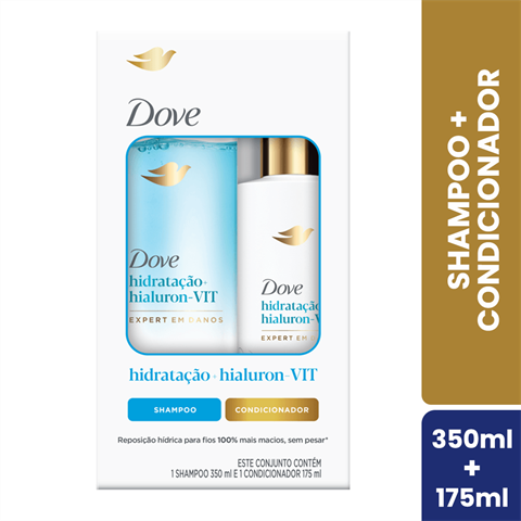 Kit Dove Hidratação+Hialuron-VIT Shampoo 350ml + Condicionador 175ml