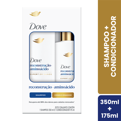 Kit Dove Reconstrução+Aminoácido Shampoo 350ml + Condicionador 175ml