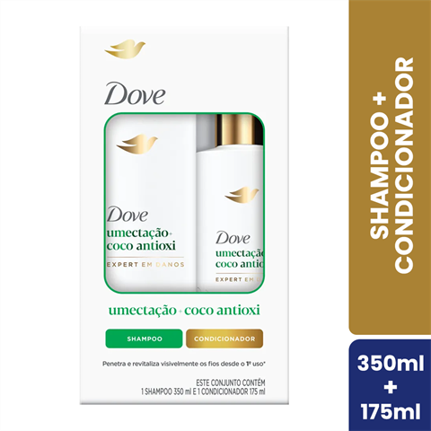 Kit Dove Umectação+Coco Antioxi Shampoo 350ml + Condicionador 175ml