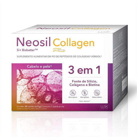 Suplemento Alimentar Em Pó Neosil Collagen Sabor Abacaxi Com 30 Sachês De 5g