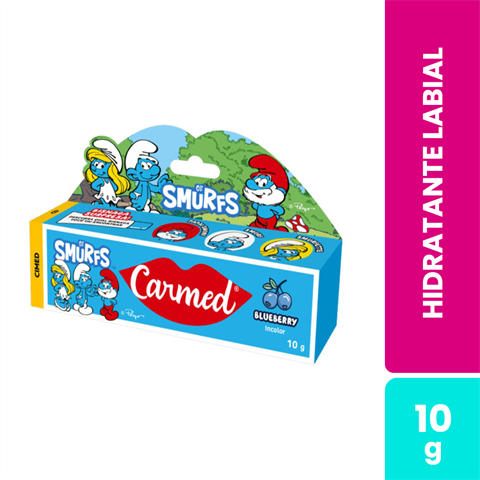 Hidratante Labial Carmed Smurfs Sortido Blueberry Com 10g