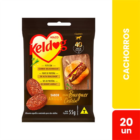 Bifinho Angus Para Cães Keldog Sabor Mini Burguer Costela Com 20 Sachês De 55g