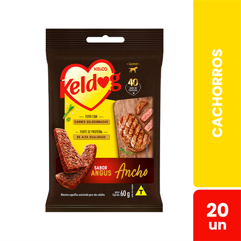 Bifinho Angus Para Cães Keldog Sabor Ancho Com 20 Sachês De 60g