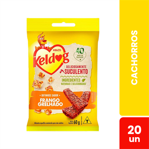 Bifinho Para Cães Keldog Sabor Frango Grelhado Com 20 Sachês De 60g