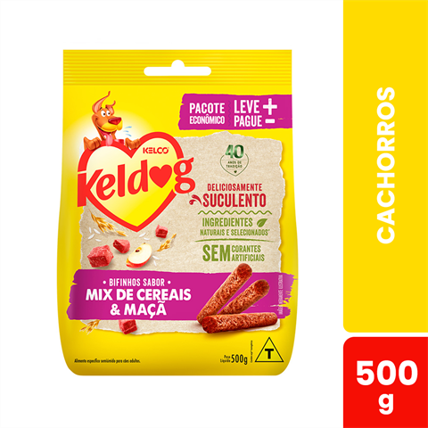 Bifinho Para Cães Keldog Sabor Mix De Cereais & Maçã Com 500g