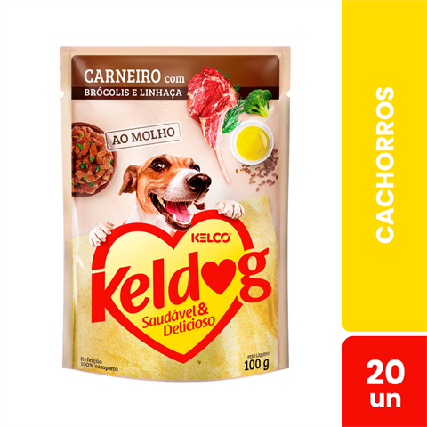 Ração Úmida Para Cães Keldog Sabor Carneiro Com Brócolis E Linhaça Com 20 Sachês De 40g