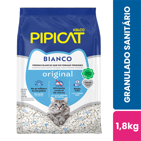 Granulado Sanitário Para Gatos Pipicat Bianco Original Com 1,8kg