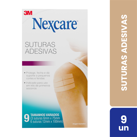 Suturas Adesivas Nexcare Tamanhos Variados Com 9 Unidades