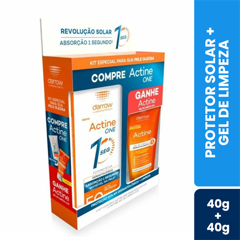 Kit Actine One Protetor Solar FPS50 Sem Cor 40g + Gel De Limpeza Com 40g