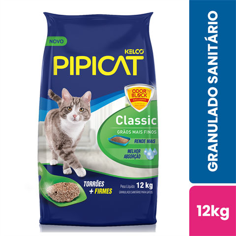 Granulado Sanitário Para Gatos Pipicat Classic Mais Finos Com 12kg