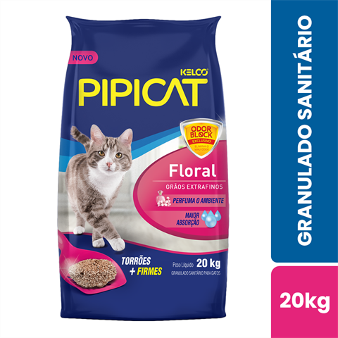 Granulado Sanitário Para Gatos Pipicat Floral Extrafino Com 20kg