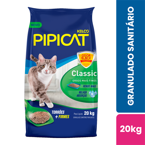 Granulado Sanitário Para Gatos Pipicat Classic Mais Finos Com 20kg