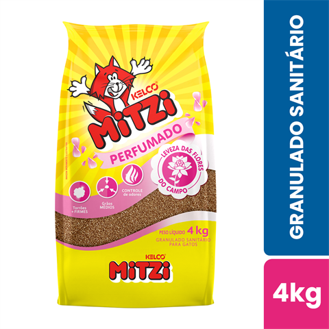 Granulado Sanitário Para Gatos Mitzi Perfumado Grãos Médios Com 4kg