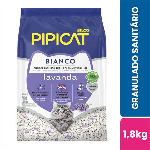 Granulado Sanitário Para Gatos Pipicat Bianco Lavanda Com 1,8kg