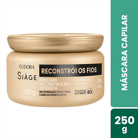 Máscara Capilar Eudora Siàge Reconstrói Os Fios Com 250g