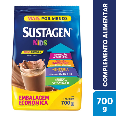 Complemento Alimentar Sustagen Kids Sabor Chocolate Embalagem Economica Com 700g