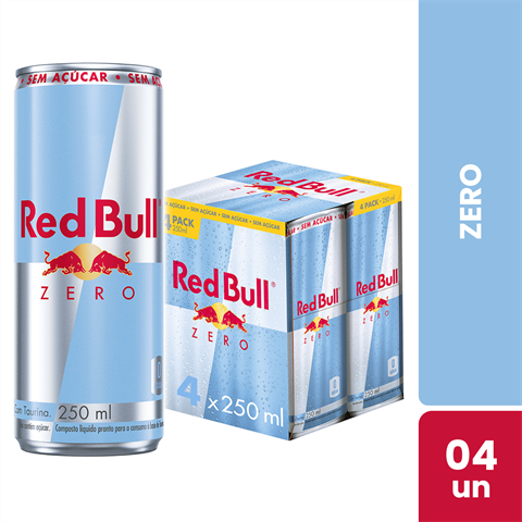 Red Bull Energy Drink Zero Com 4 Unidades De 250ml
