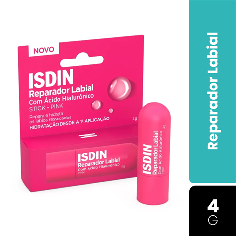 Reparador Labial Isdin Stick Com Ácido Hialurônico Pink Com 4g