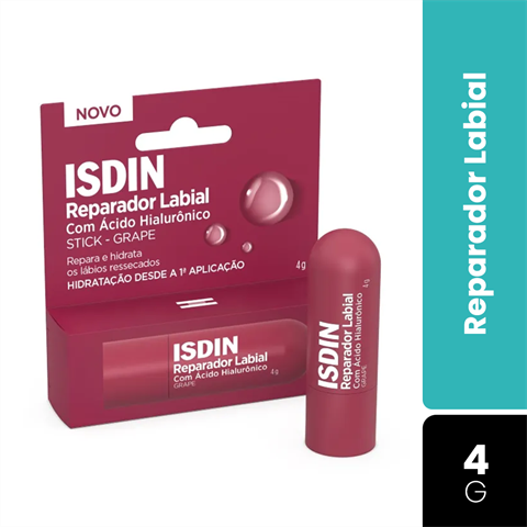 Reparador Labial Isdin Stick Com Ácido Hialurônico Grape Com 4g