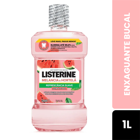 Enxaguante Bucal Listerine Melancia E Hortelã Refrescância Suave Sem Álcool Com 1L