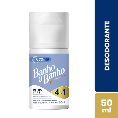 Desodorante Antitranspirante Banho A Banho Roll-On Ultra Care 4 Em 1 Com 50ml