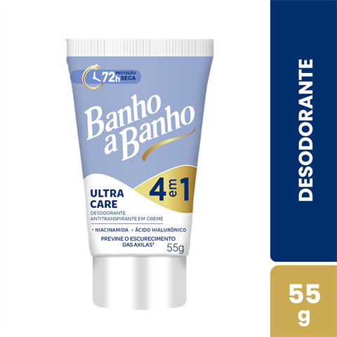 Desodorante Antitranspirante Banho A Banho Creme Ultra Care 4 Em 1 Com 55g