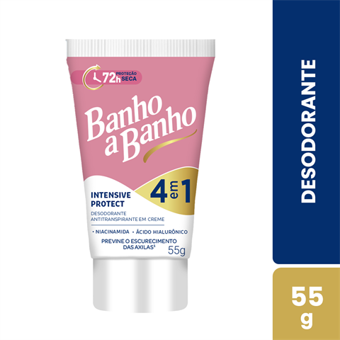 Desodorante Antitranspirante Banho A Banho Creme Intensive Protect 4 Em 1 Com 55g