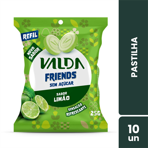 Pastilhas Valda Friends Sabor Limão Com 10 Sachês De 25g