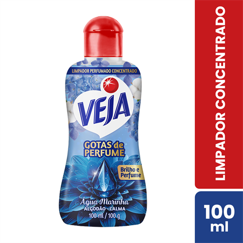 Limpador Perfumado Concentado Veja Gotas De Perfume Água Marinha Algodão Com 100ml