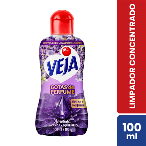 Limpador Perfumado Concentado Veja Gotas De Perfume Ametista Lavanda Com 100ml