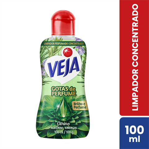 Limpador Perfumado Concentado Veja Gotas De Perfume Cítrico Alecrim Com 100ml