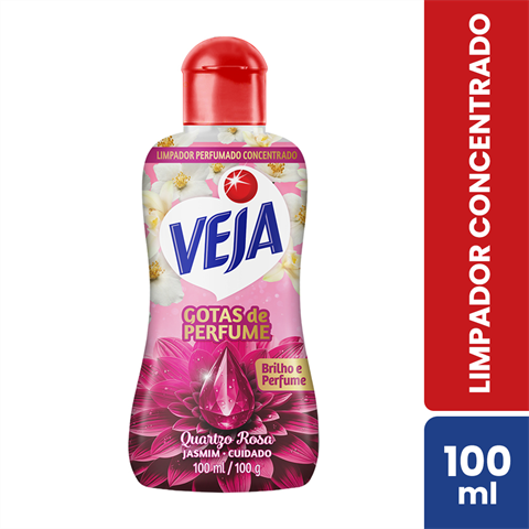 Limpador Perfumado Concentado Veja Gotas De Perfume Quartzo Rosa Jasmim Com 100ml