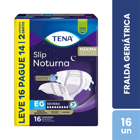 Fralda Geriátrica Tena Slip Noturna EG Leve 16 Pague 14 Unidades
