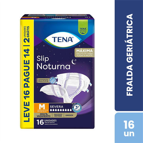 Fralda Geriátrica Tena Slip Noturna M Leve 16 Pague 14 Unidades