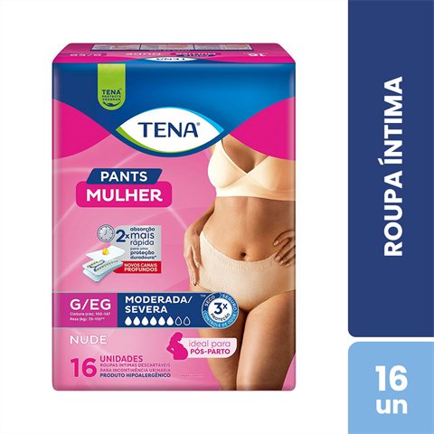 Roupa Íntima Tena Pants Mulher Nude G/EG Com 16 Unidades