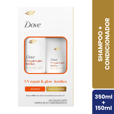 Kit Dove UV Repair & Glow+Ferúlico Shampoo 350ml + Condicionador 150ml