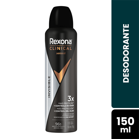 Desodorante Antitranspirante Rexona Clinical Men Aerossol Invisible Com 150ml